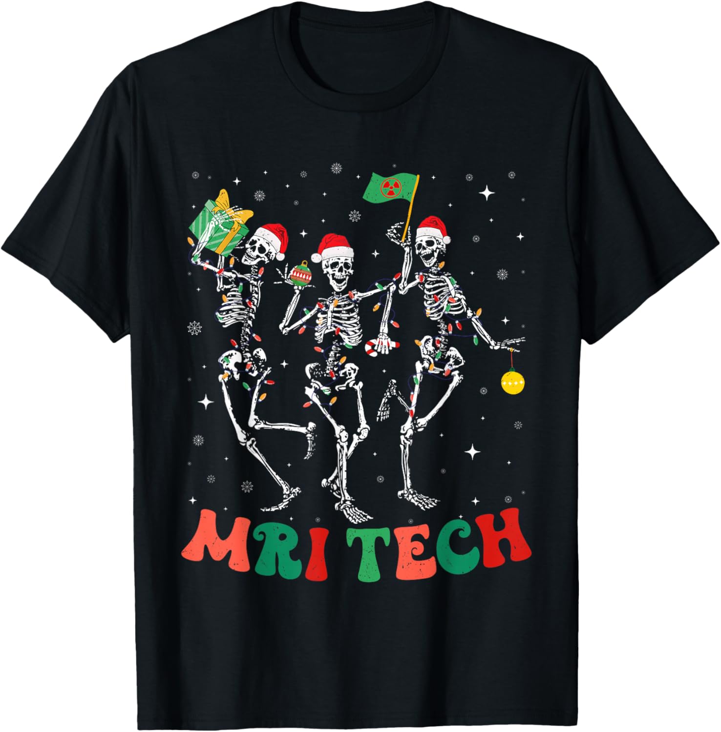 Skeleton MRI Radiology MRI Technologist MRI Tech Christmas T-Shirt - T-Shirt | Black