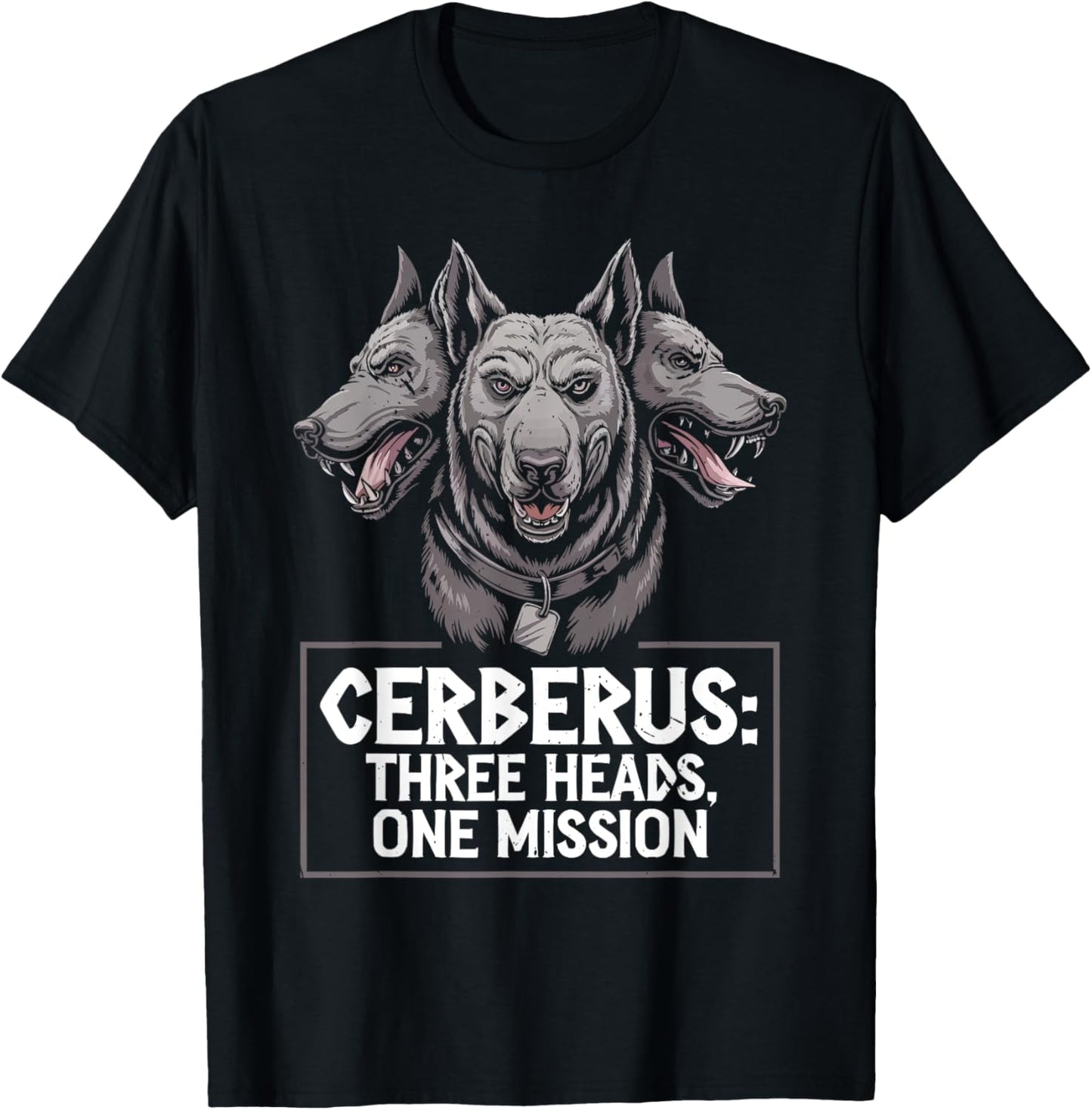 Cerberus Three Headed Dog Mythical Creature Greek Mythology T-Shirt - T-Shirt | Black