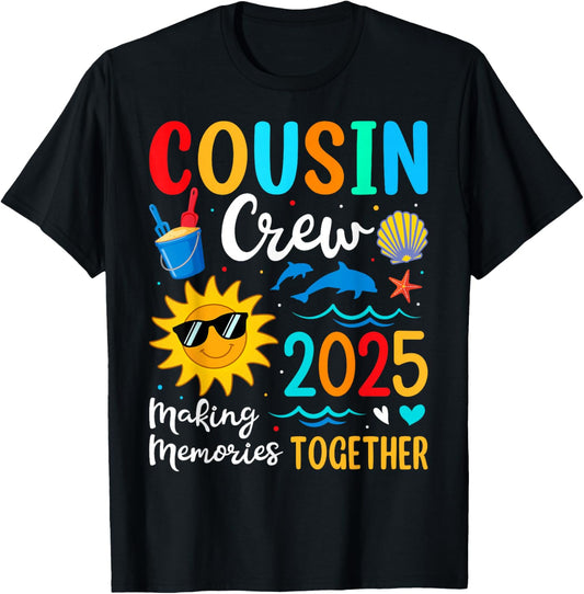 Cousin crew 2025 Summer Vacation Beach Family Trips Matching T-Shirt - T-Shirt | Black