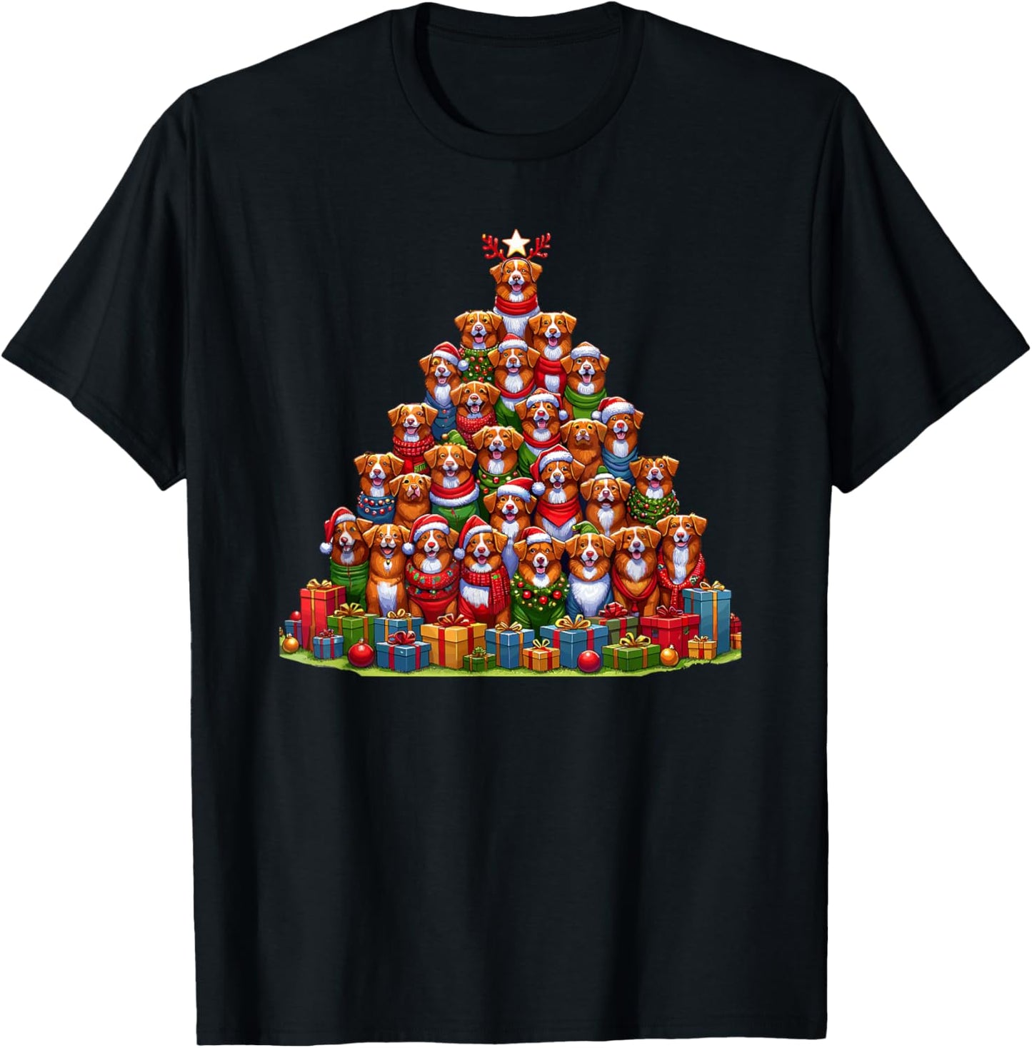 Christmas Tree Nova Scotia Duck Tolling Retriever Toller T-Shirt - T-Shirt | Black