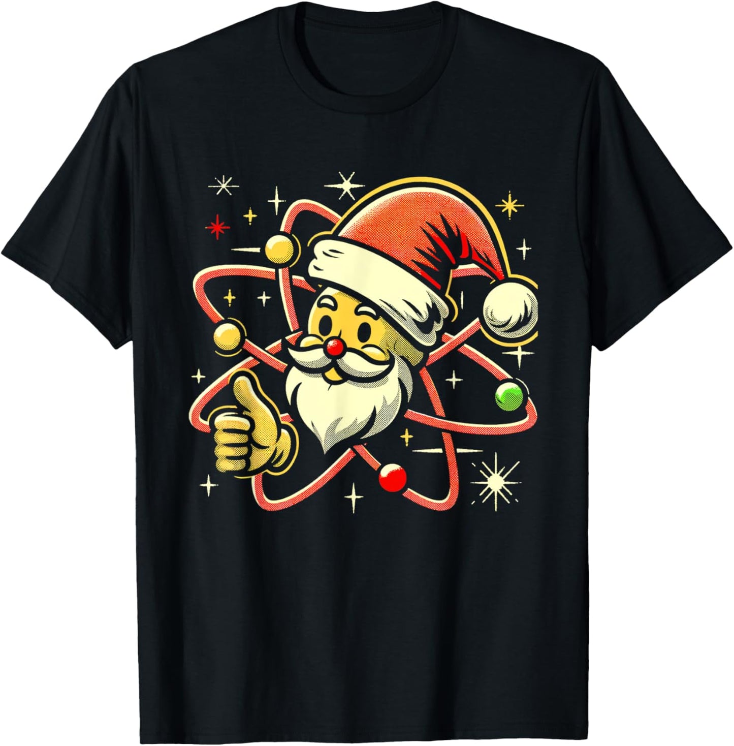 Santa Atom Christmas Thumbs Up Radiation Nuclear Fallout T-Shirt - T-Shirt | Black