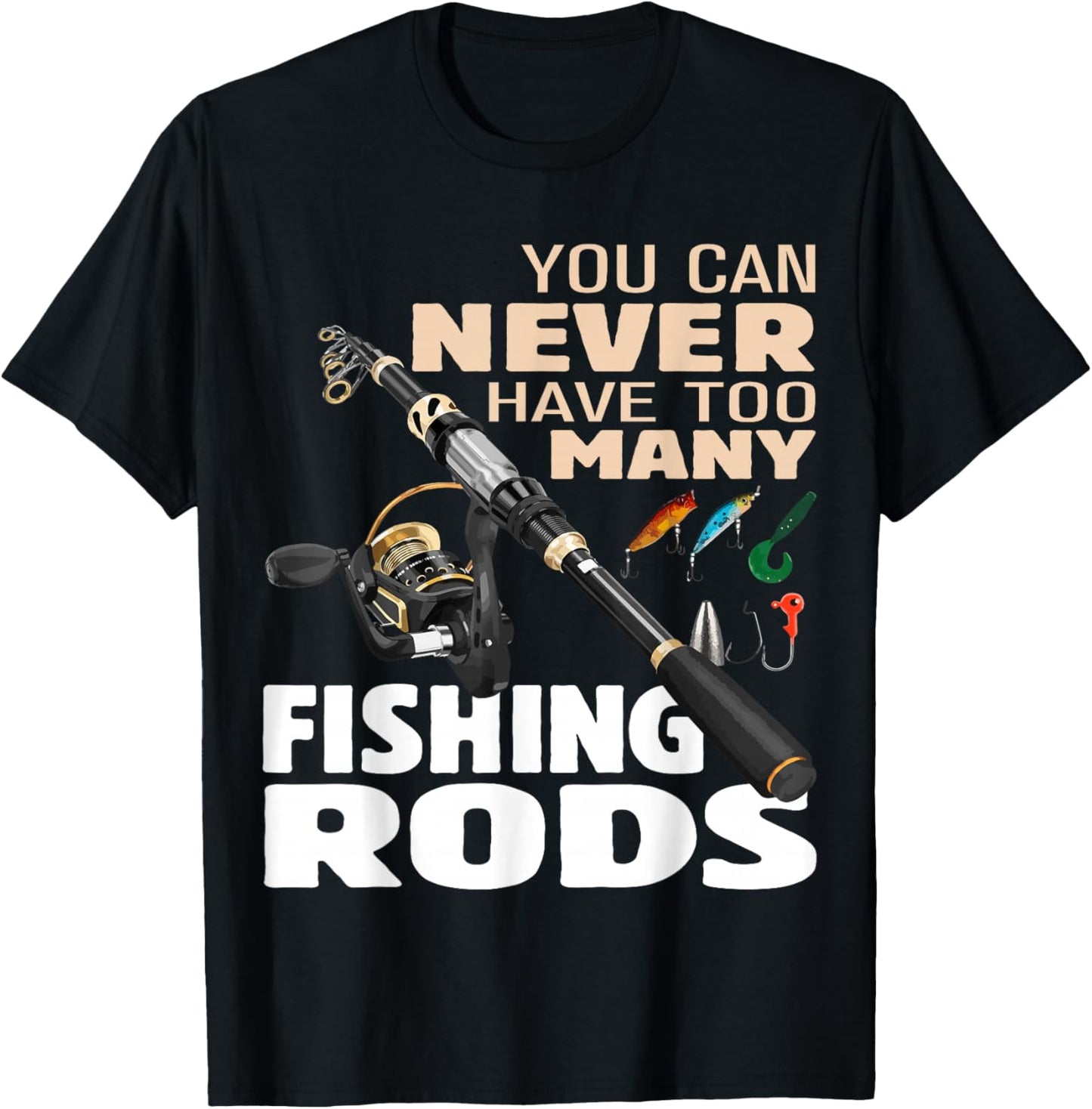 Funny Fisherman Fishing Rods Design Fishing Lovers Outfit T-Shirt - T-Shirt | Black