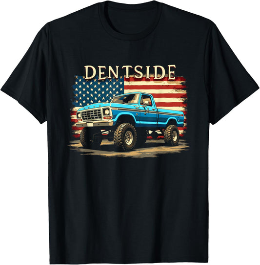 Dentside Classic Highboy truck American Flag Patriotic 4x4 T-Shirt - T-Shirt | Black