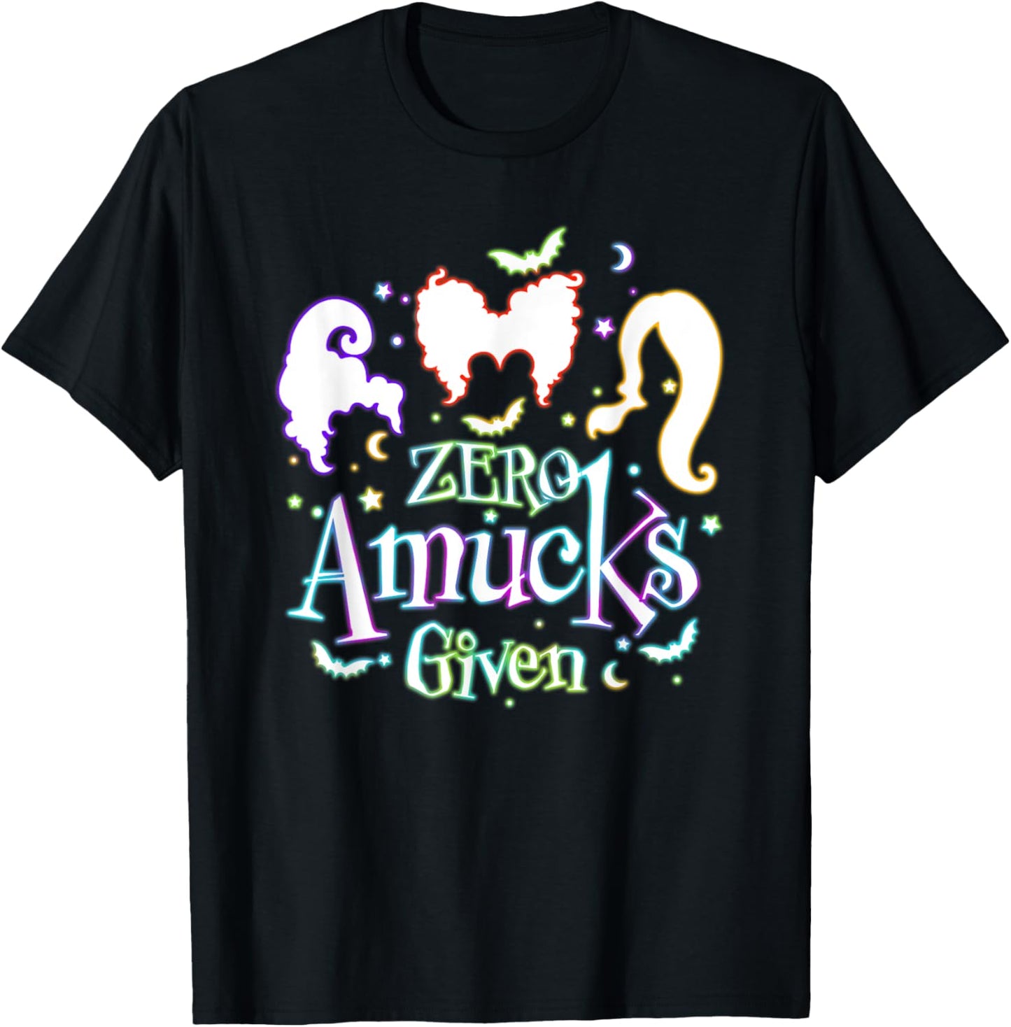 Funny Zero Amucks Given Halloween Spooky Witch Season Outfit T-Shirt - T-Shirt | Black