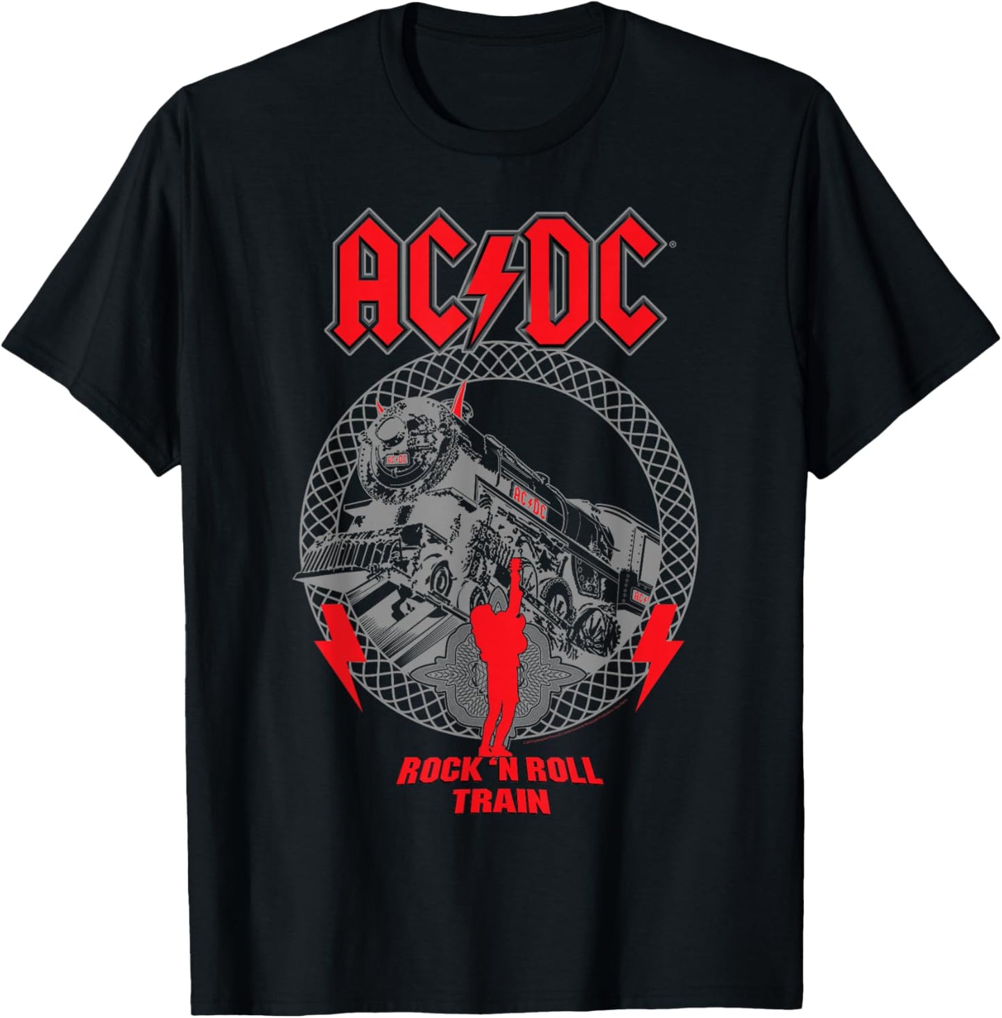 AC/DC Devil Train - , Black, Small, Short Sleeve, Cotton, Polyester 100%, Modern, Lightweight, , Double Cuff, Solid with Design/Print, , AC/DC Fans, All Ages T-Shirt - T-Shirt | Black
