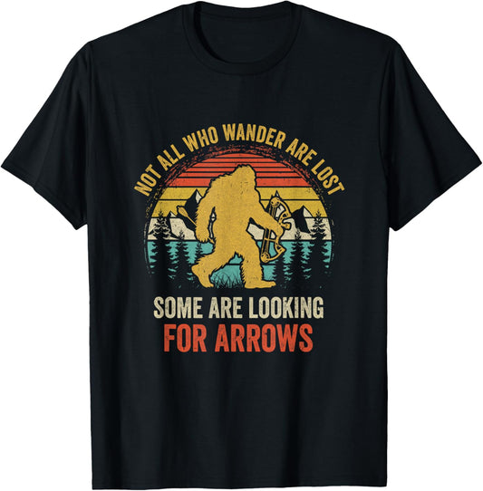 Funny Archery Not All Wander are Lost Arrows Bigfoot Vintage T-Shirt - T-Shirt | Black