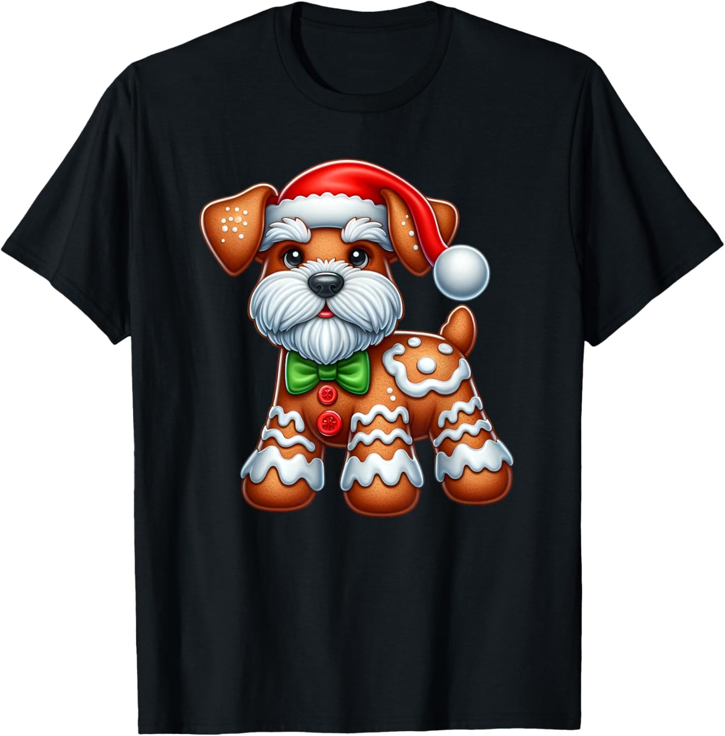 Gingerbread Man Miniature Schnauzer Christmas T-Shirt - T-Shirt | Black
