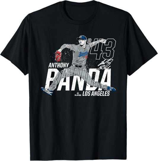 Dynamic Pose Anthony Banda Los Angeles Baseball MLBPA T-Shirt - T-Shirt | Black