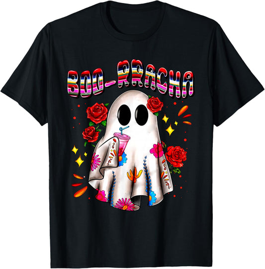 Boo-Racha Cute Ghost Drink Fiesta Halloween Funny T-Shirt - T-Shirt | Black