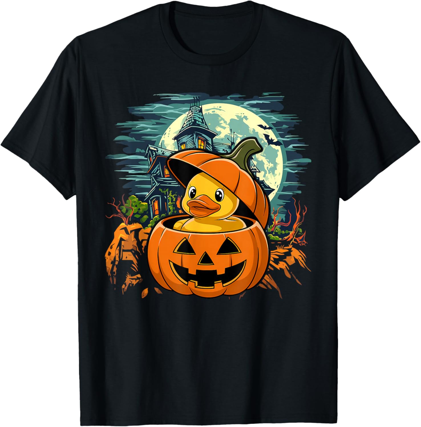 Rubber Duck Pumpkin - Funny Halloween T-Shirt - T-Shirt | Black