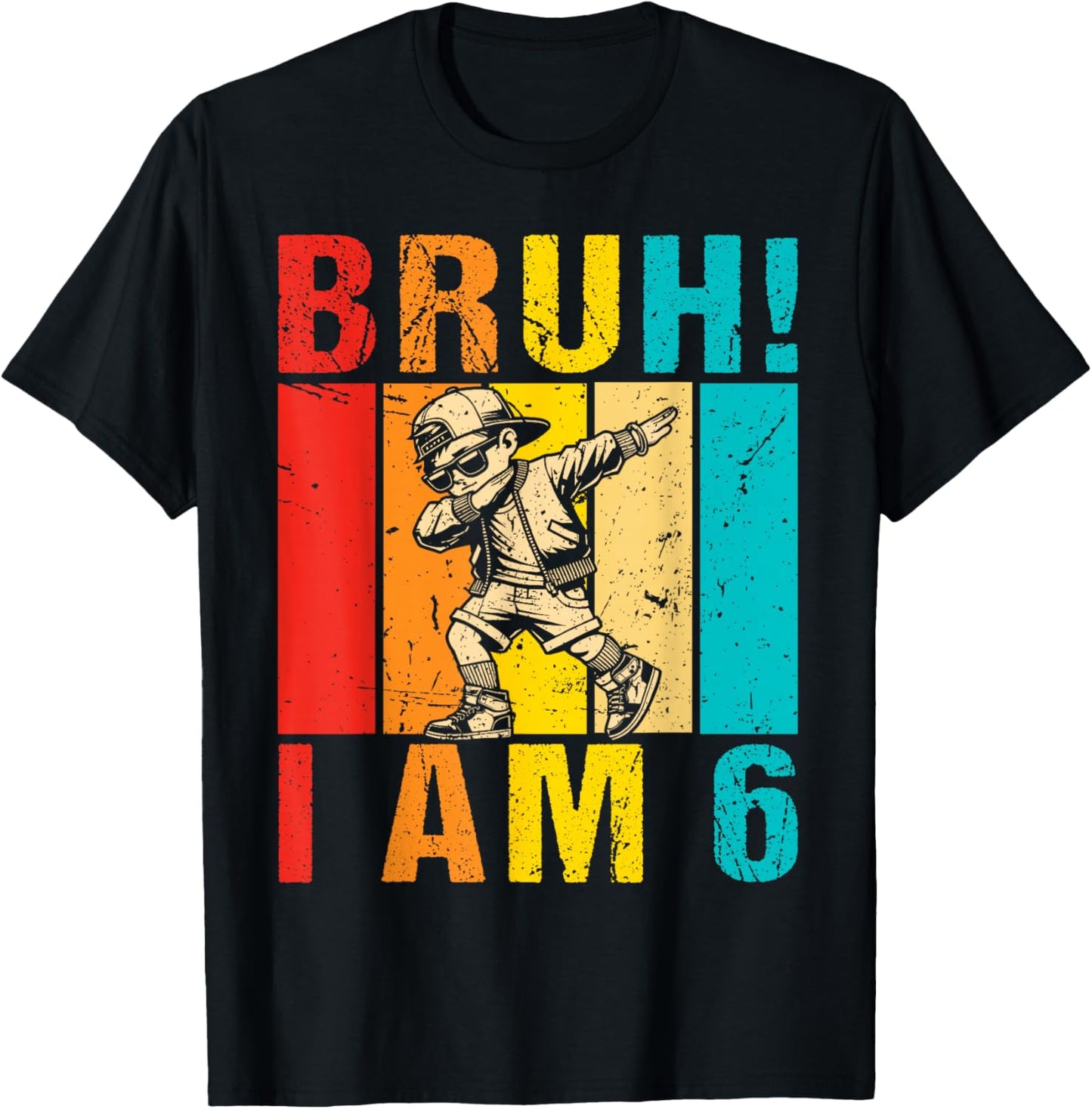 Bruh I am 6 It's My 6th Birthday Dabbing Boy 6 Year Old Kids T-Shirt - T-Shirt | Black
