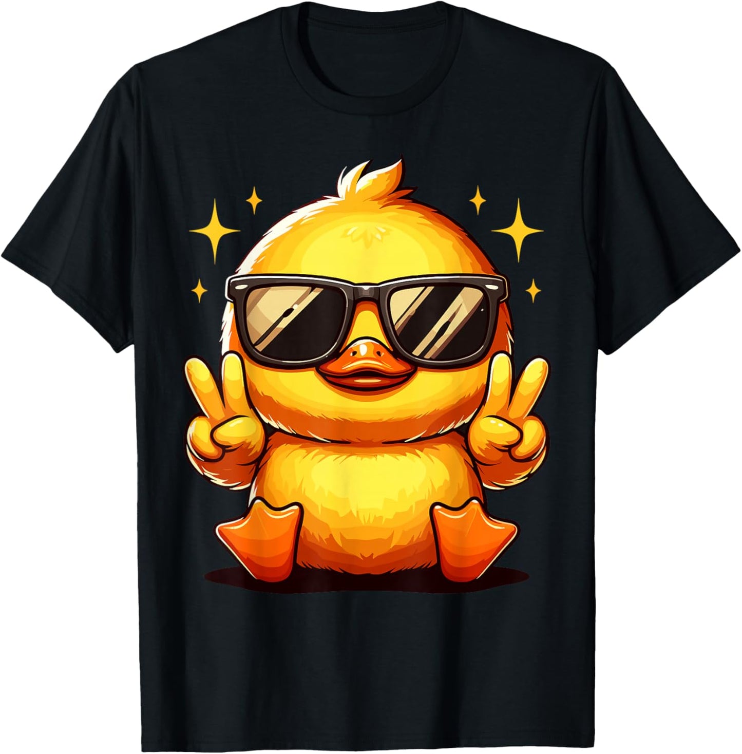 Cool Retro Yellow Rubber Duck in 70s 80s Funny Duck T-Shirt - T-Shirt | Black