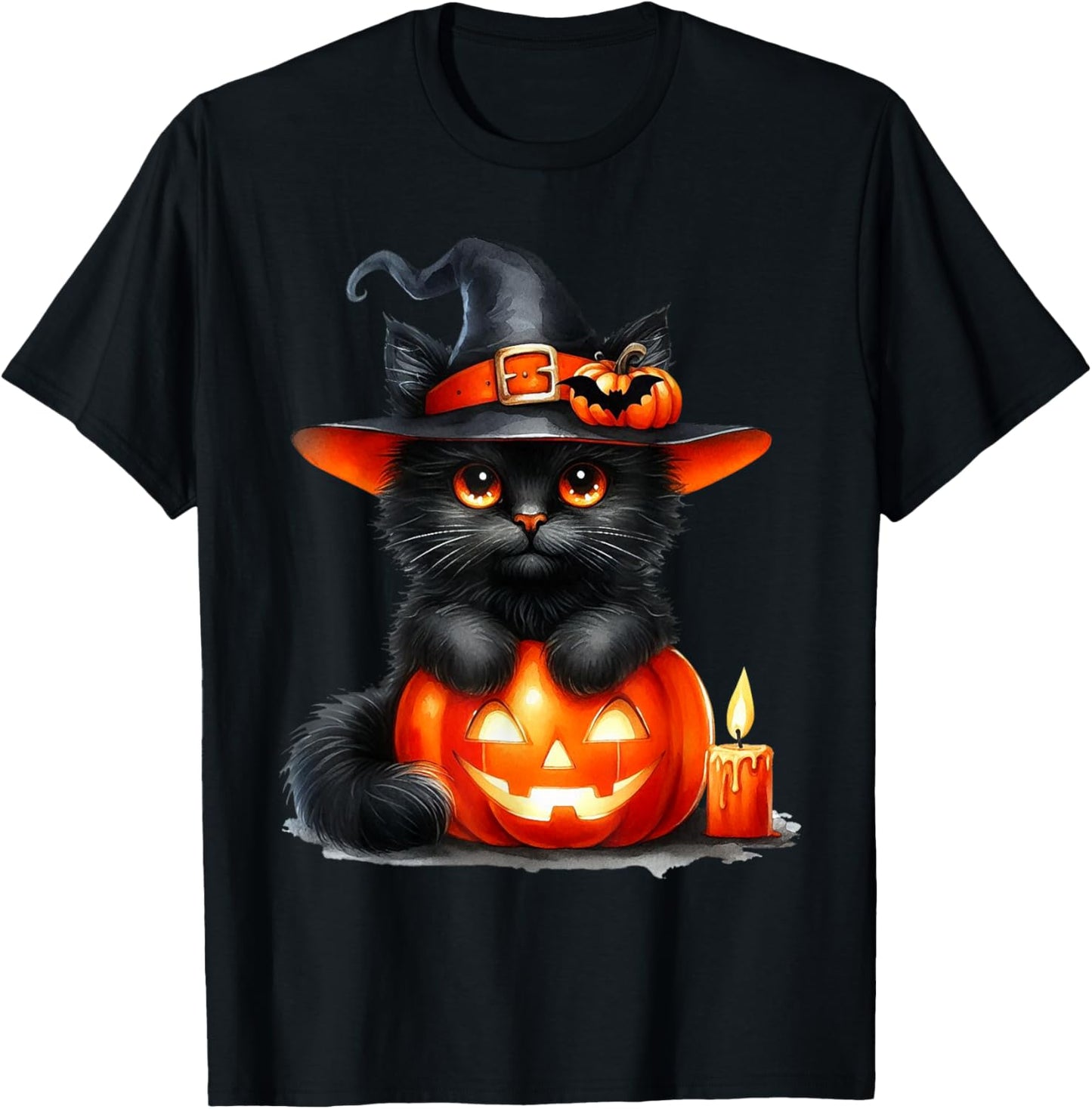 Funny Cat Pumpkin Halloween Black Cat Lover Cat Mom Cat Dad T-Shirt - T-Shirt | Black