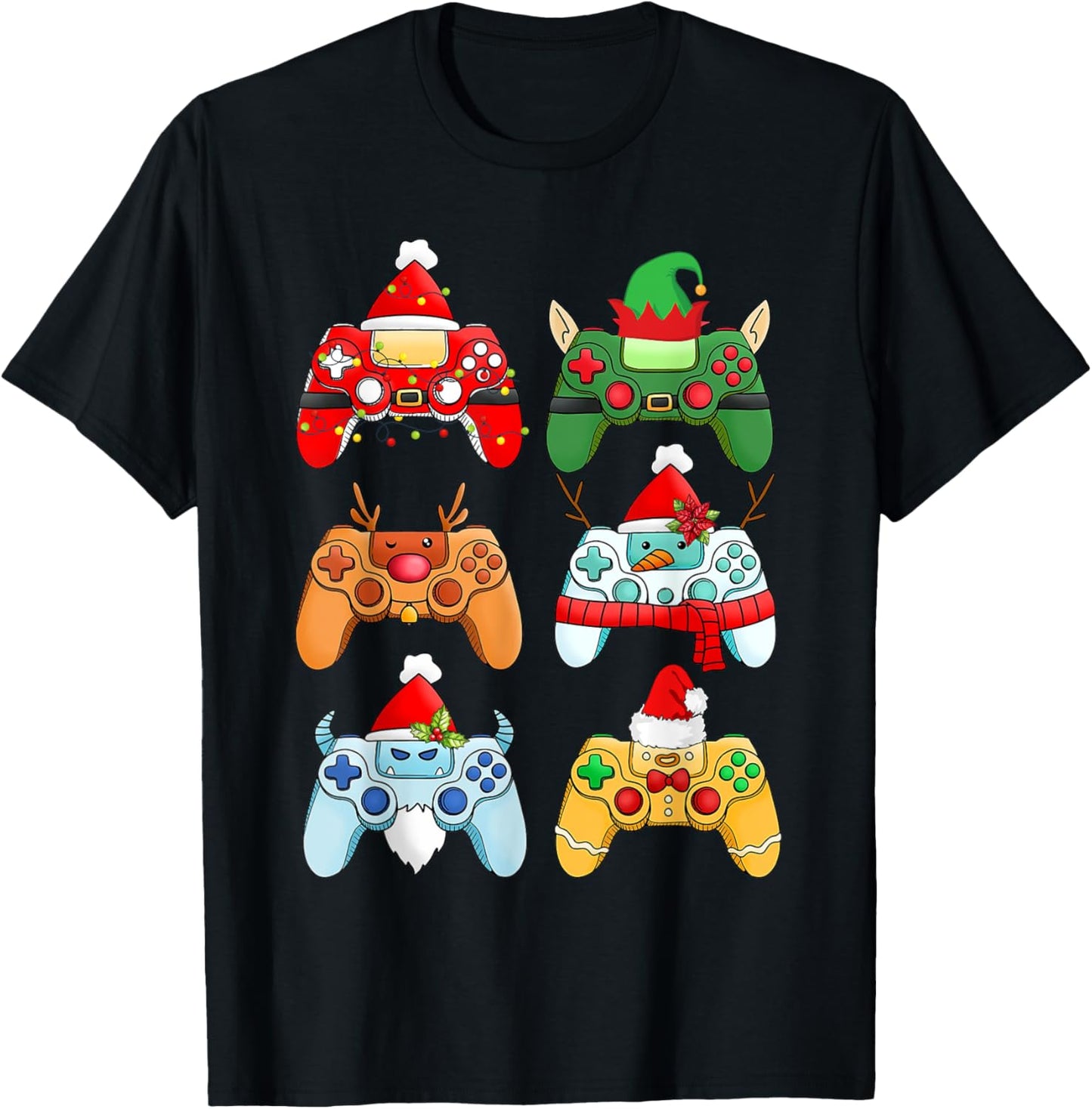 Video Game Christmas Controller Xmas Gamer Santa Hat Boys T-Shirt - T-Shirt | Black