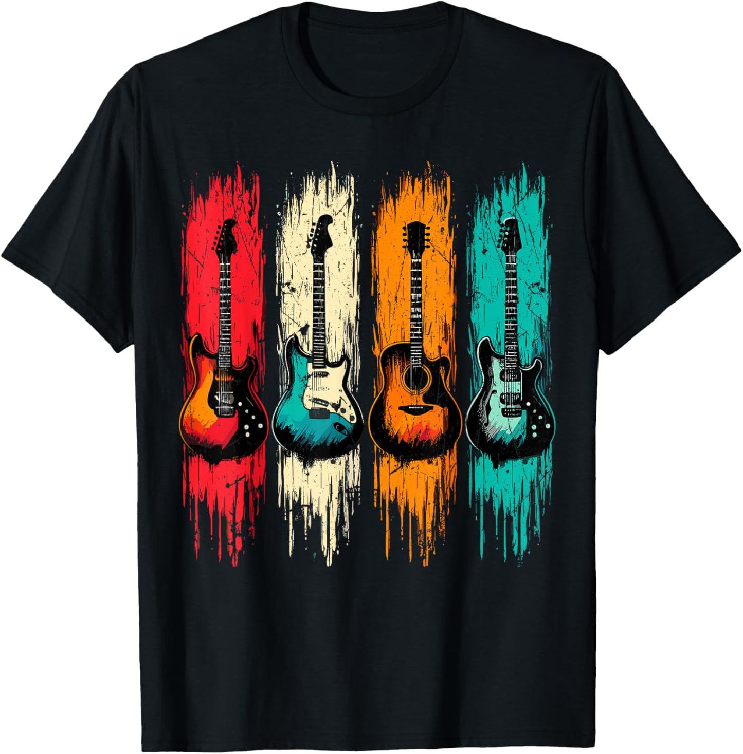 Vintage Guitar Music Band Guitarist T-Shirt - T-Shirt | Black