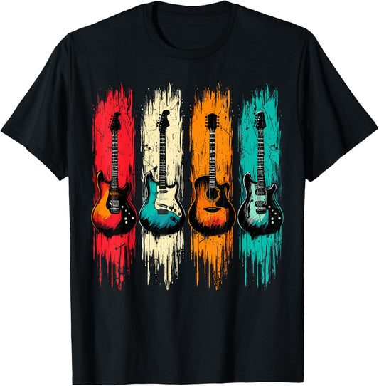 Vintage Guitar Music Band Guitarist T-Shirt - T-Shirt | Black