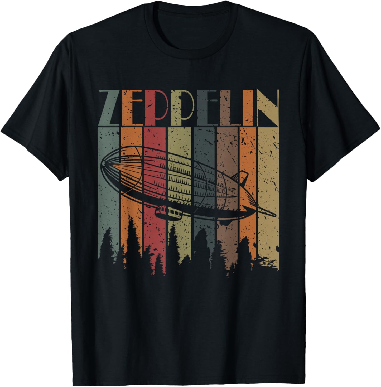 Vintage Zeppelin Funny Sunset Airship Pilot Dirigible Lovers T-Shirt - T-Shirt | Black