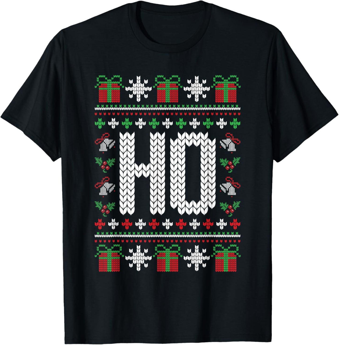 Ho Where's My Ho At Funny Ugly Xmas Sweater Christmas Couple T-Shirt - T-Shirt | Black
