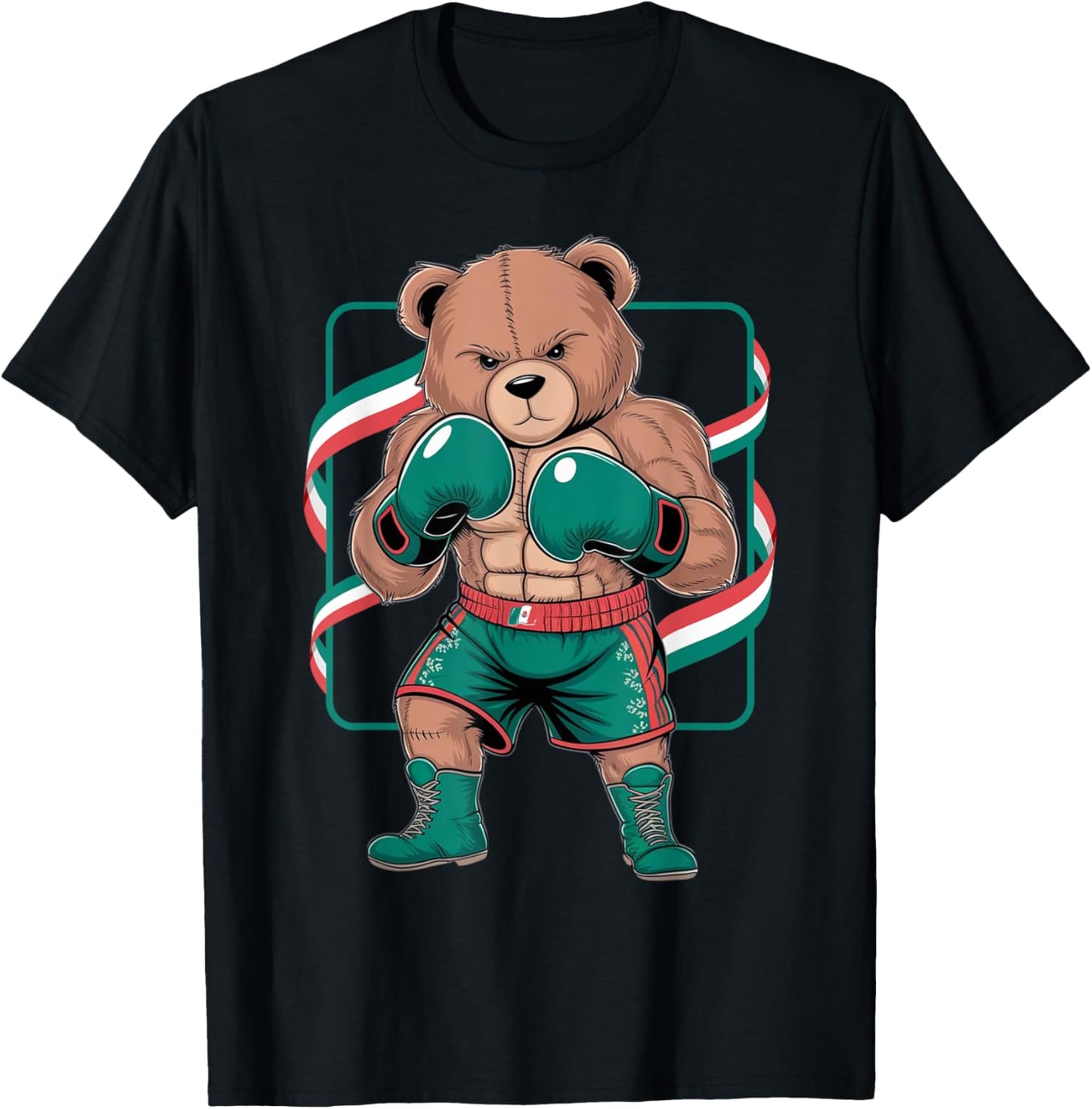 Mexican Teddy Bear Boxing Player Gloves Gym Stylish Costume T-Shirt - T-Shirt | Black