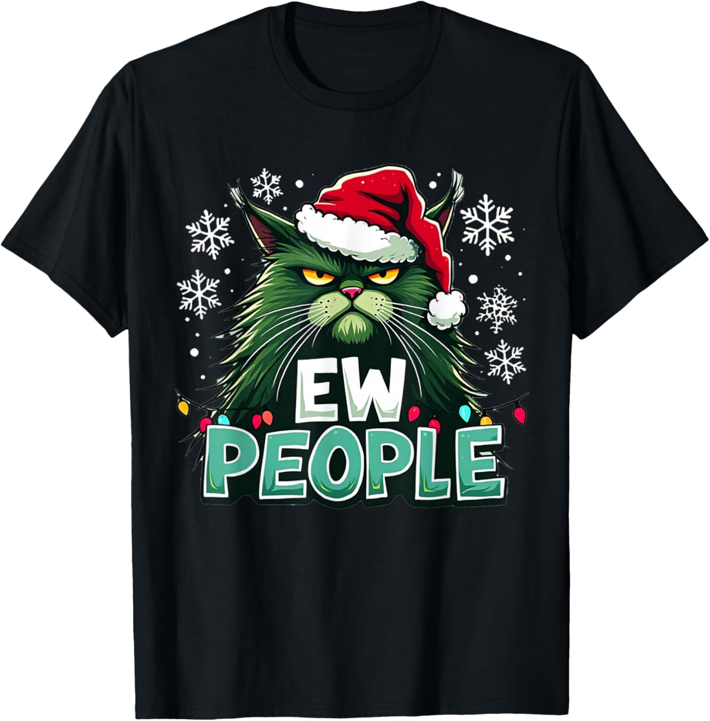 Ew people xmas Cat lover men fun cat saying T-Shirt - T-Shirt | Black