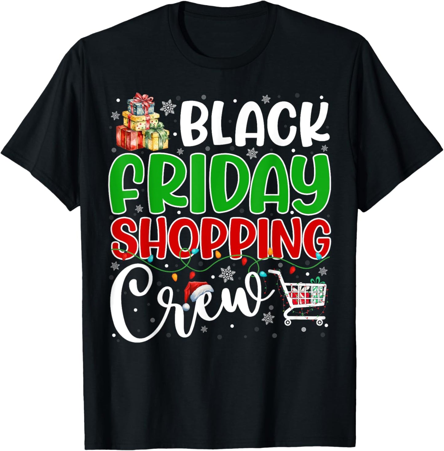 Friday Shopping Crew Christmas Family Group Black Shopping T-Shirt - T-Shirt | Black