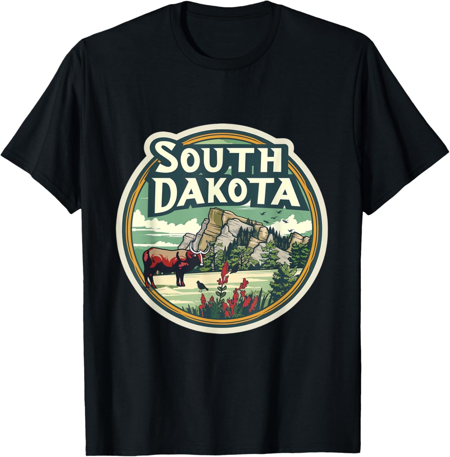 South Dakota SD Black Hills Outdoors Mountains Country T-Shirt - T-Shirt | Black