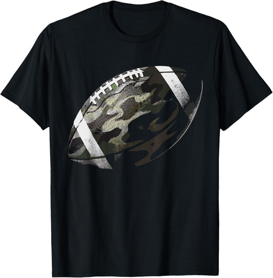 Football Retro American Football Camouflage T-Shirt - T-Shirt | Black