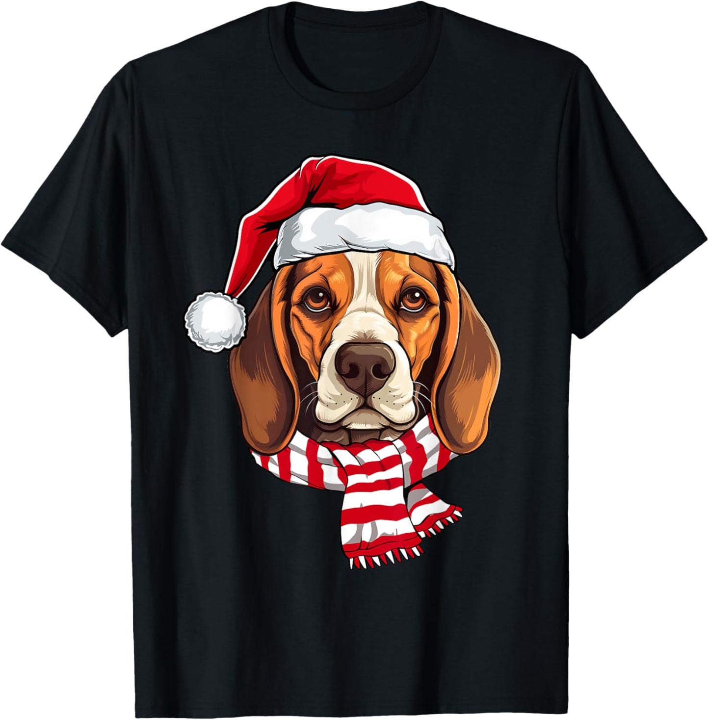 Santa Beagle Christmas Dog Lover Men Women Kids T-Shirt - T-Shirt | Black