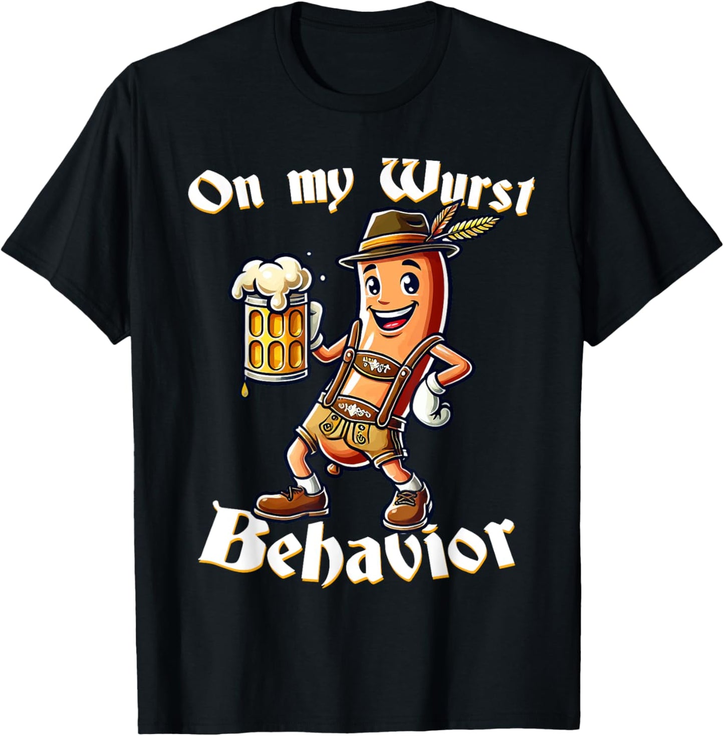 On My Wurst Behavior Funny Oktoberfest Costume Outfit German T-Shirt - T-Shirt | Black