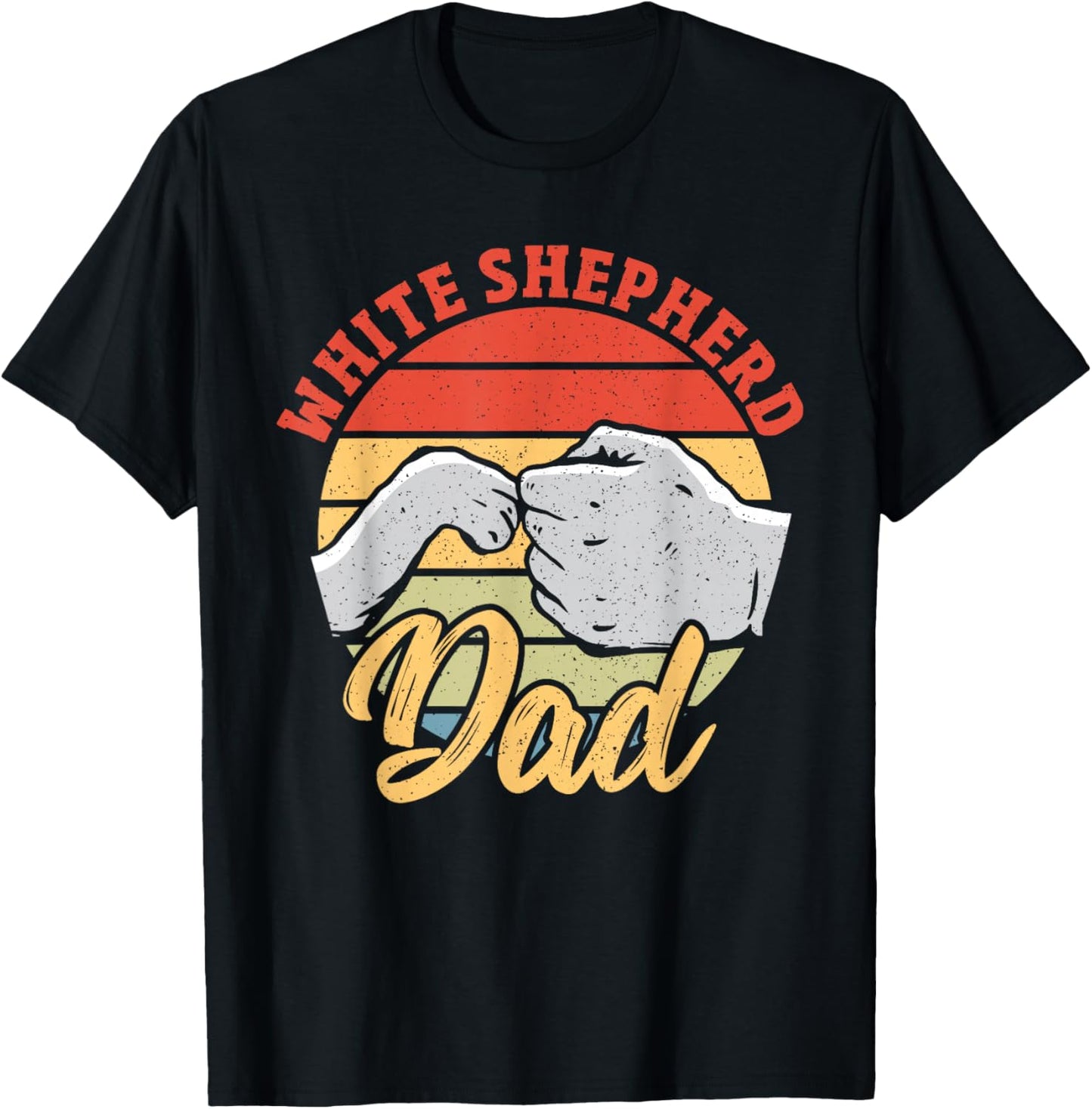 White Shepherd Dad Dog Vintage White German Shepherd T-Shirt - T-Shirt | Black