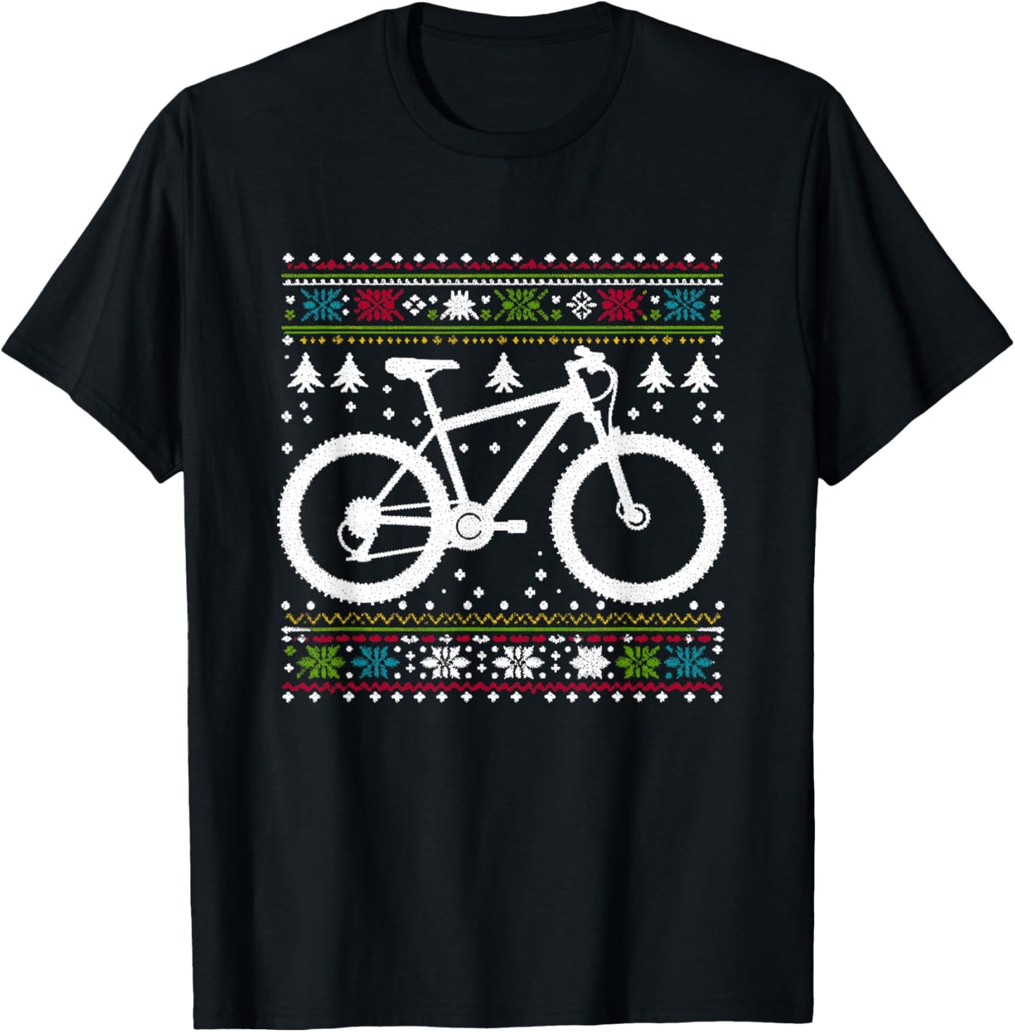 Mountain Bike - Vintage Biking Xmas Ugly Christmas T-Shirt - T-Shirt | Black