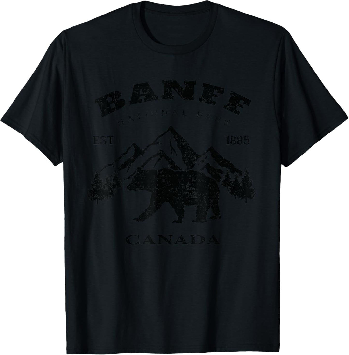 Vintage Banff National Park Canada Souvenir Hiking Camping T-Shirt - T-Shirt | Black
