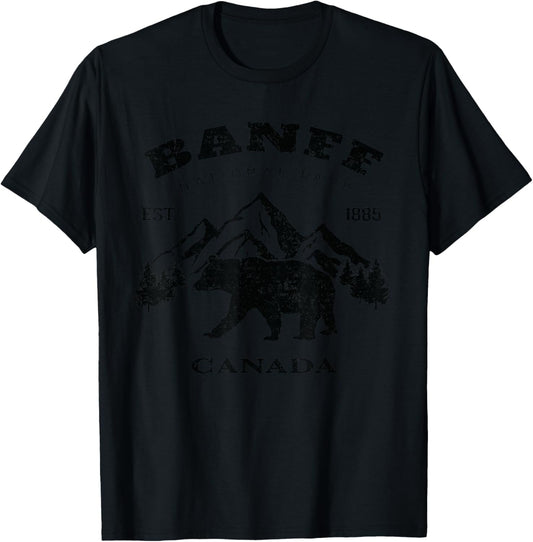 Vintage Banff National Park Canada Souvenir Hiking Camping T-Shirt - T-Shirt | Black