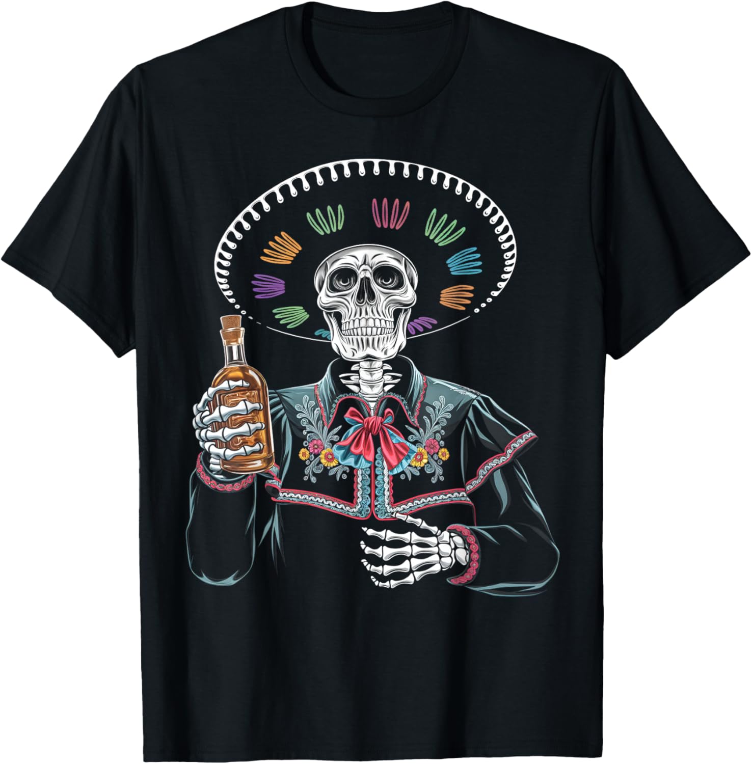 Skeleton Tequila Mexico Dia De Los Muertos Mexican Men T-Shirt - T-Shirt | Black