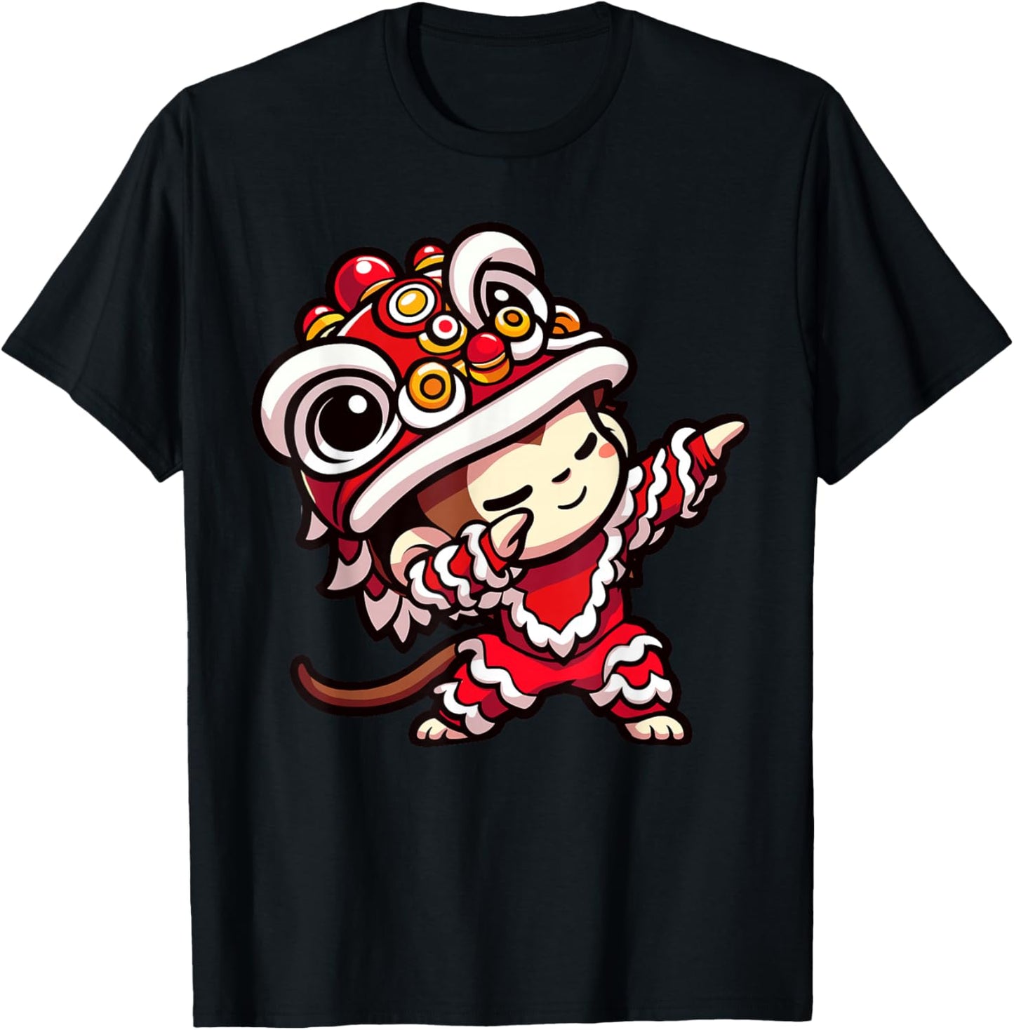 Chinese Lunar New Year 2025 - Dabbing Monkey Lion Dance T-Shirt - T-Shirt | Black
