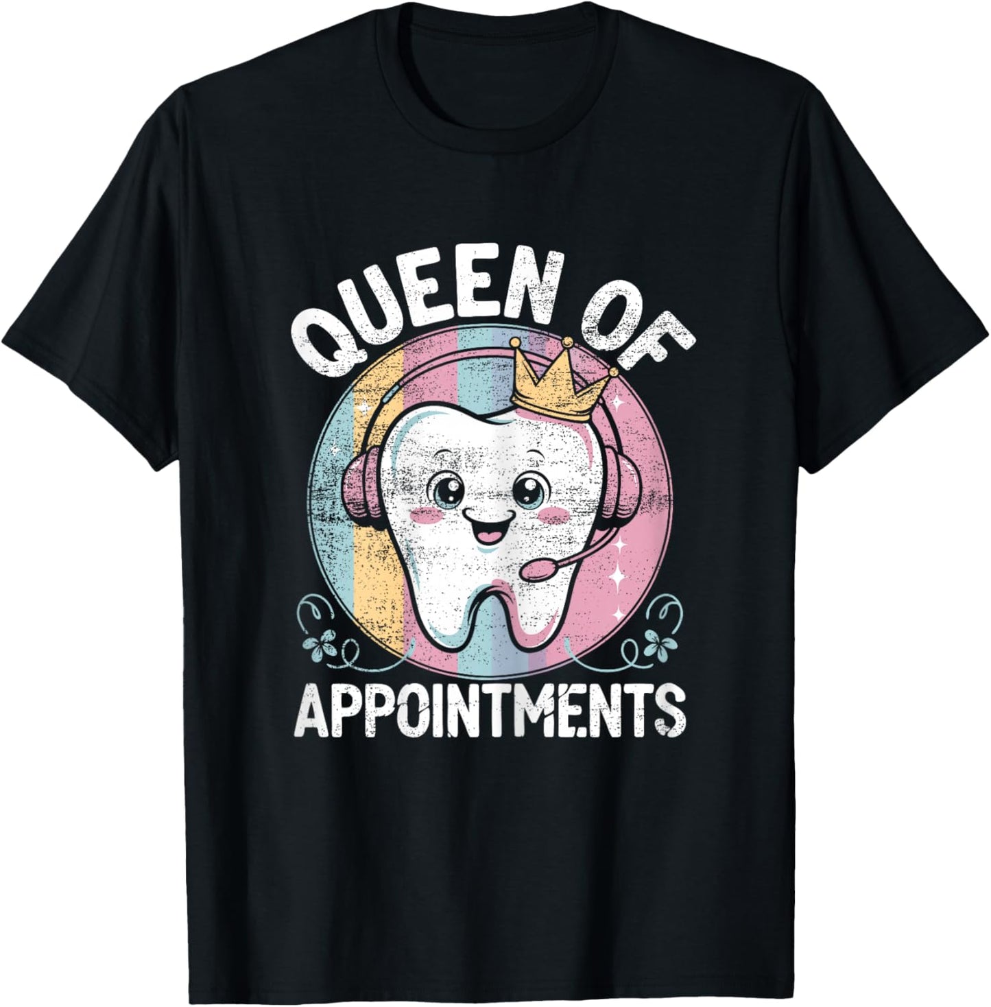 Funny Dental Receptionist Queen Dentist Reception T-Shirt - T-Shirt | Black