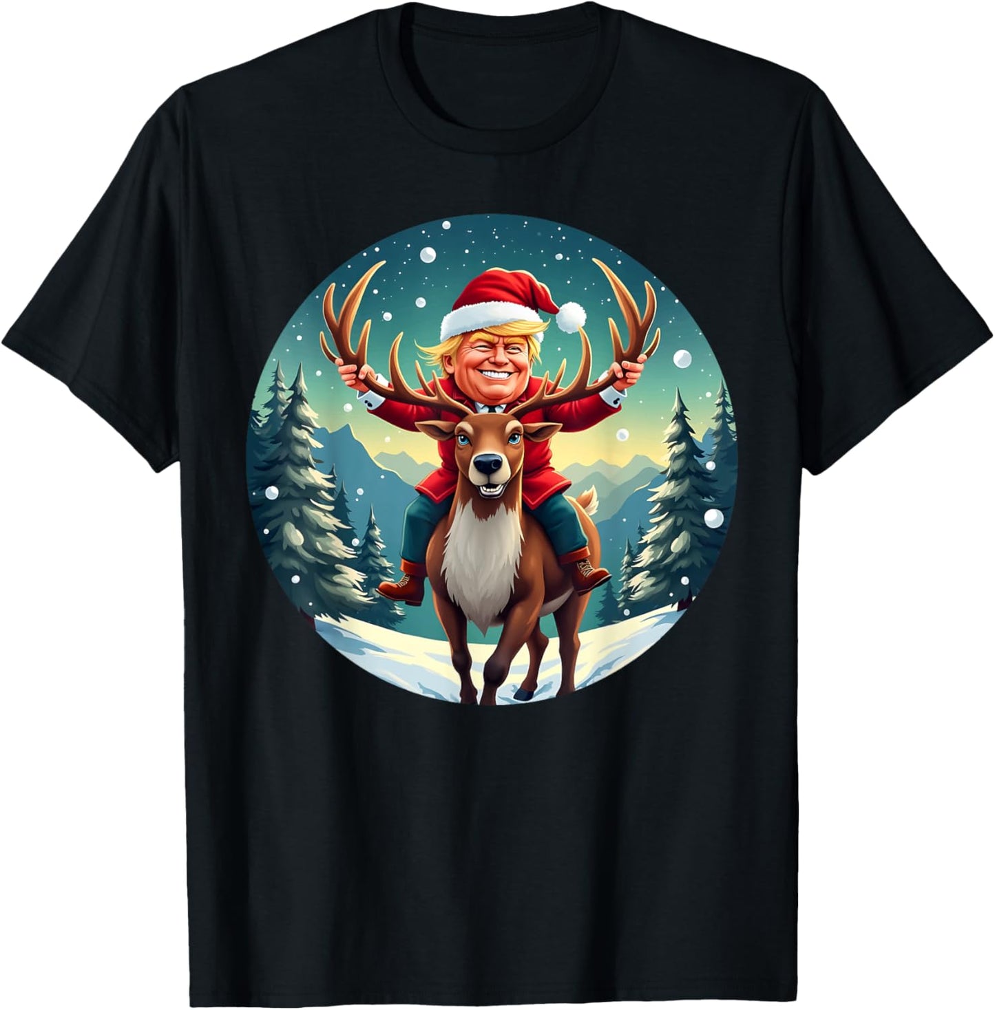 Santa Trump Xmas Donald Apparel Funny Christmas Pajamas T-Shirt - T-Shirt | Black