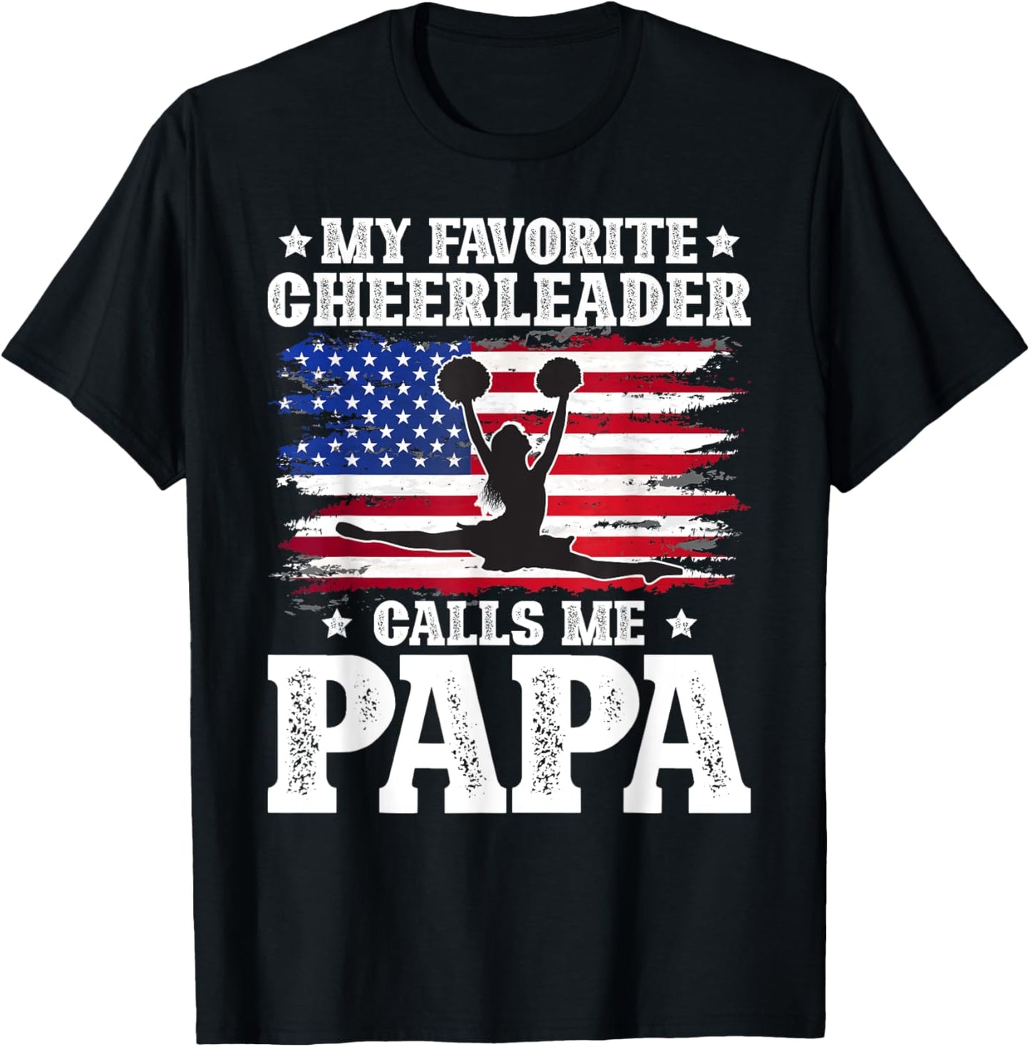 Proud Cheer Papa Grandpa Papa Of A Cheerleader Papa T-Shirt - T-Shirt | Black