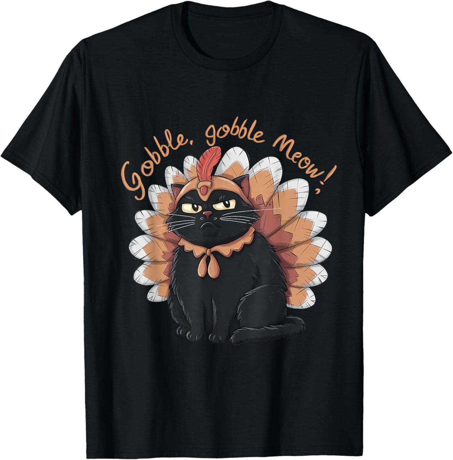 Celebrate Thanksgiving Funny Cat Dressed as Turkey Lovers T-Shirt - T-Shirt | Black