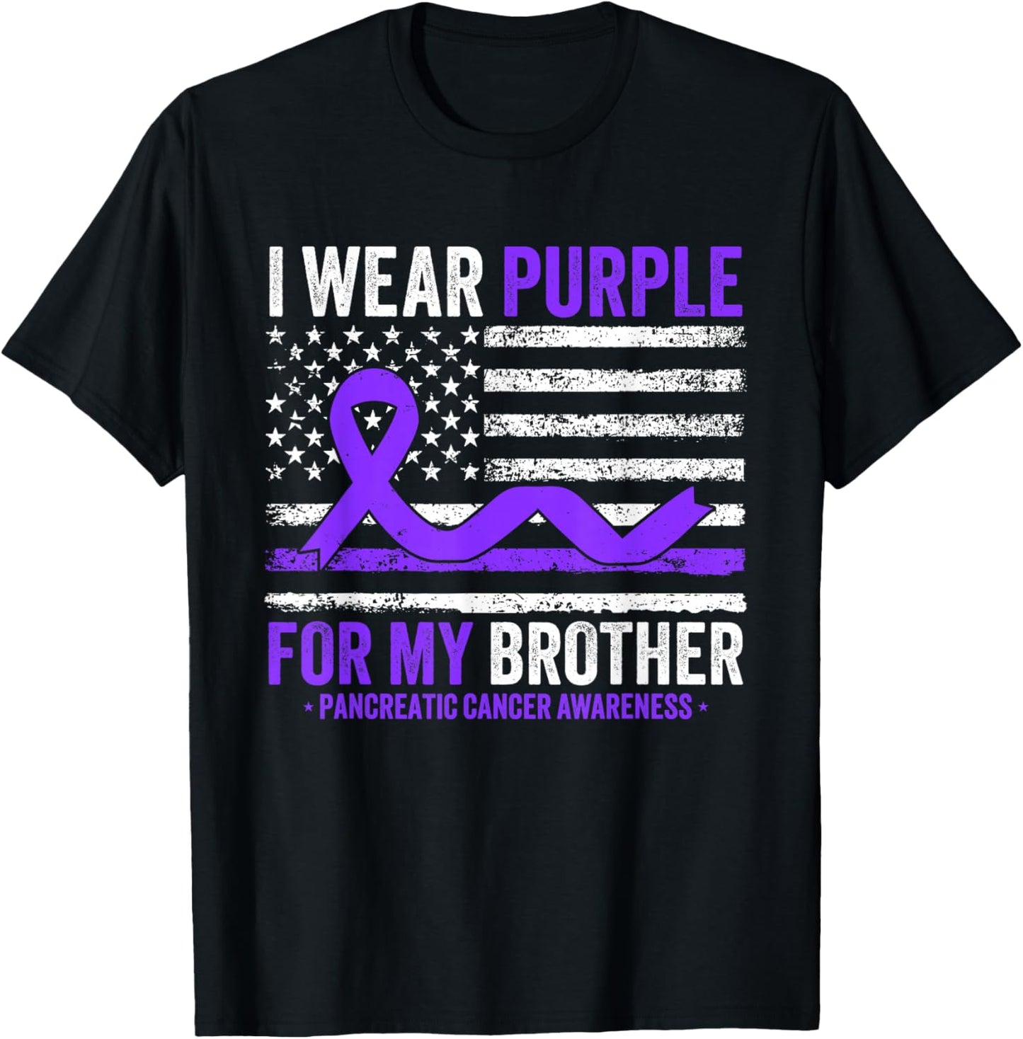 I Wear Purple For My Brother Pancreatic Cancer Awareness T-Shirt - T-Shirt | Black