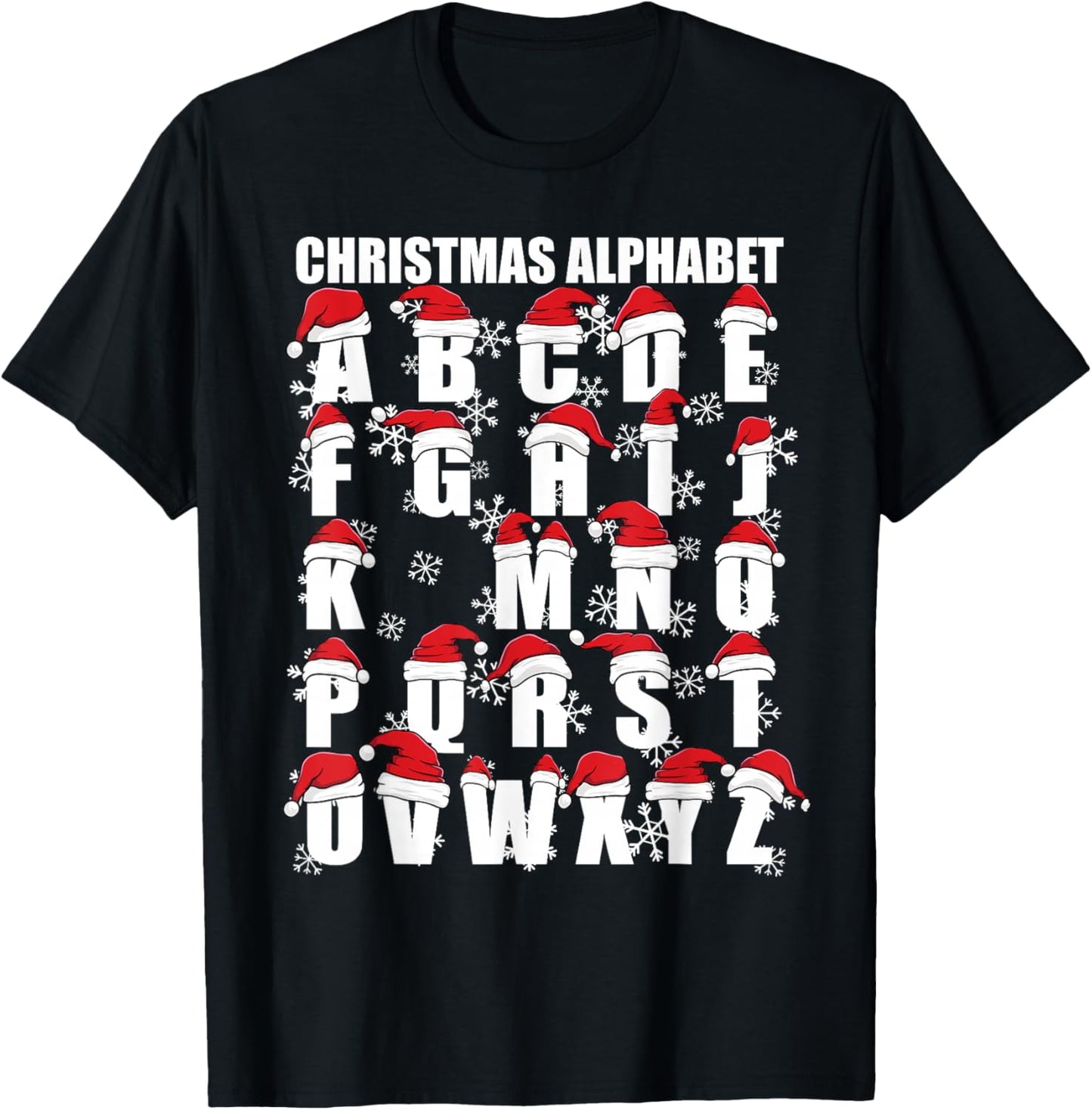 Noel Christmas Kids ABC Teacher No L Alphabet Christmas T-Shirt - T-Shirt | Black