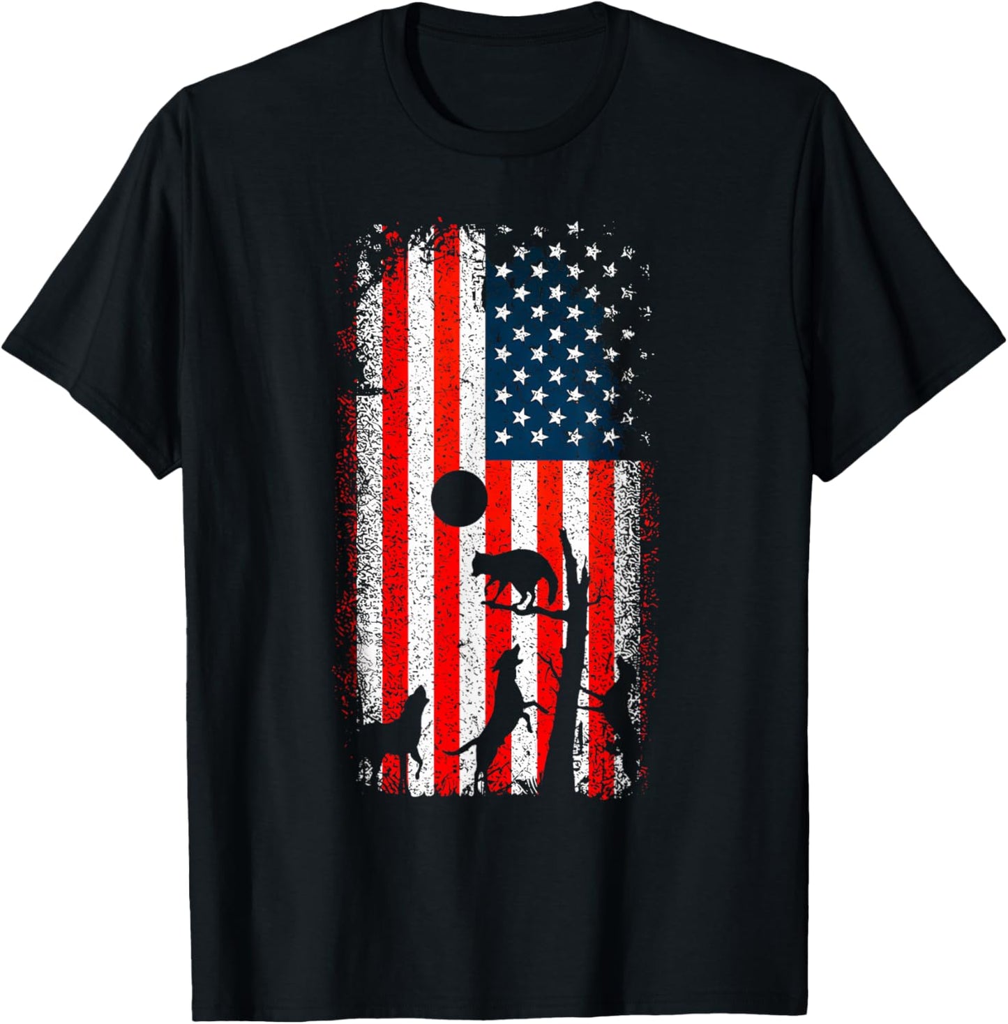 Hunting Dog American Flag Duck Bird Hunting For Boys Men T-Shirt - T-Shirt | Black