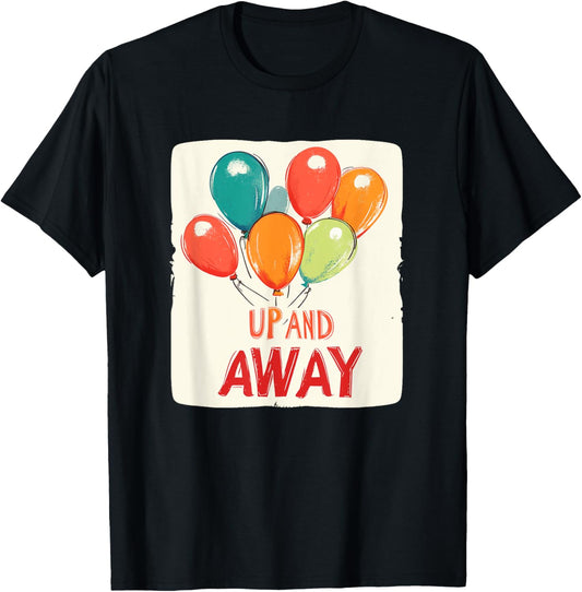 Colorful Balloons with Up and Away Statement Costume T-Shirt - T-Shirt | Black