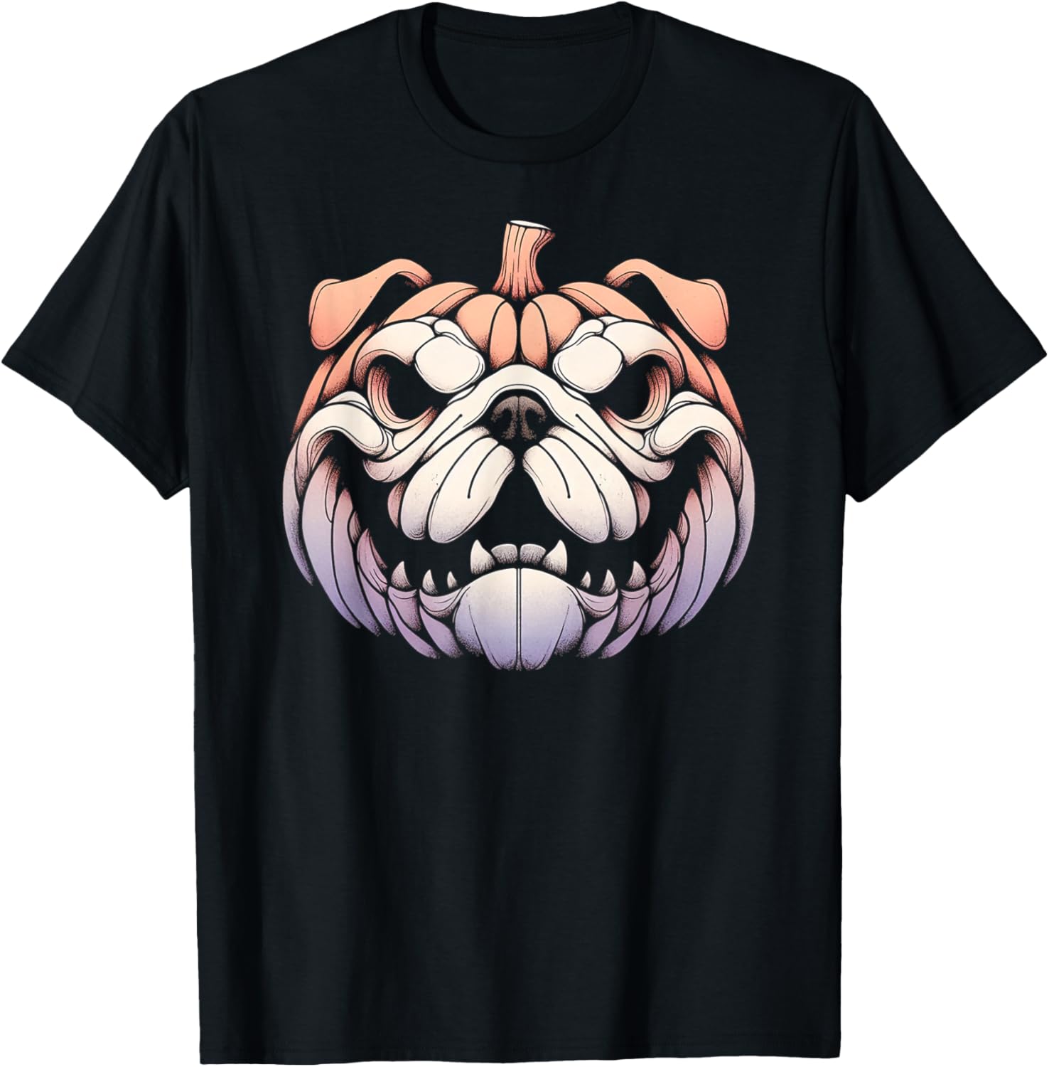 Spooky English Bulldog Jack O Lantern Halloween Pumpkin Cute Men Women Kids T-Shirt - T-Shirt | Black