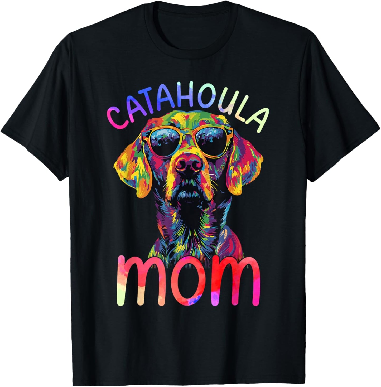 Catahoula Mom Colorful Pop Art Catahoula Leopard Dog T-Shirt - T-Shirt | Black