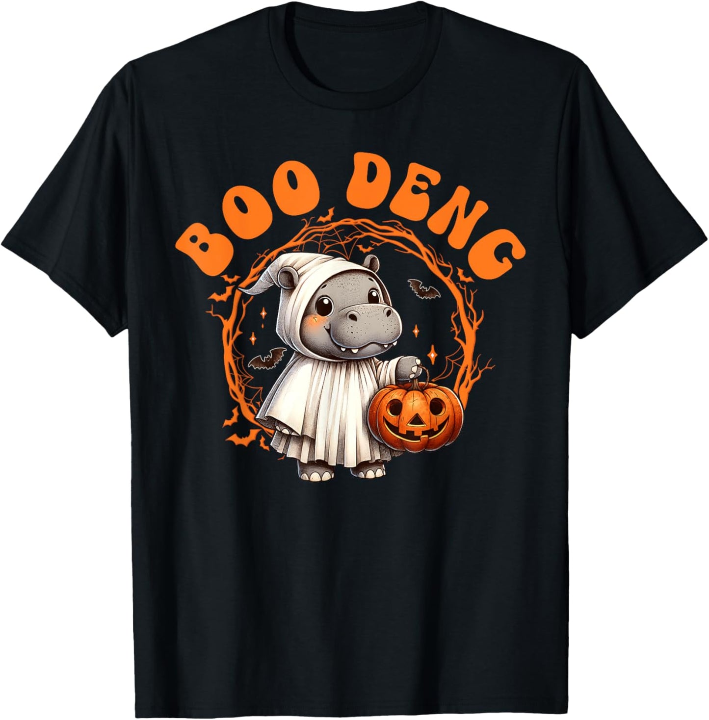 Boo Deng Moo Deng Hippo Baby Pygmy Hippopotamus Halloween T-Shirt - T-Shirt | Black