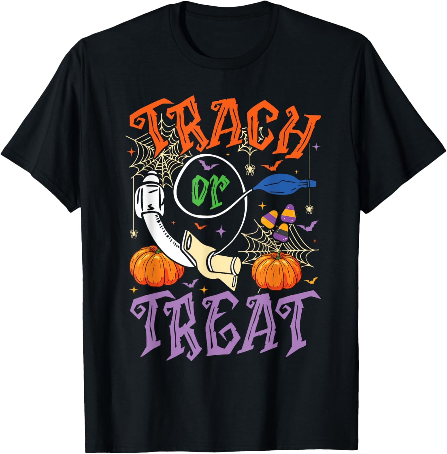 Respiratory Therapist Trach or Treat ICU RN Halloween Nurse T-Shirt - T-Shirt | Black