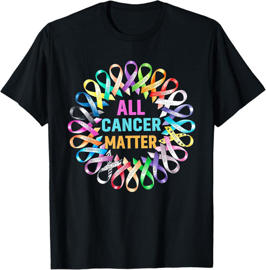 All Cancer Matter Colorful Ribbons Cancer Awareness T-Shirt - T-Shirt | Black
