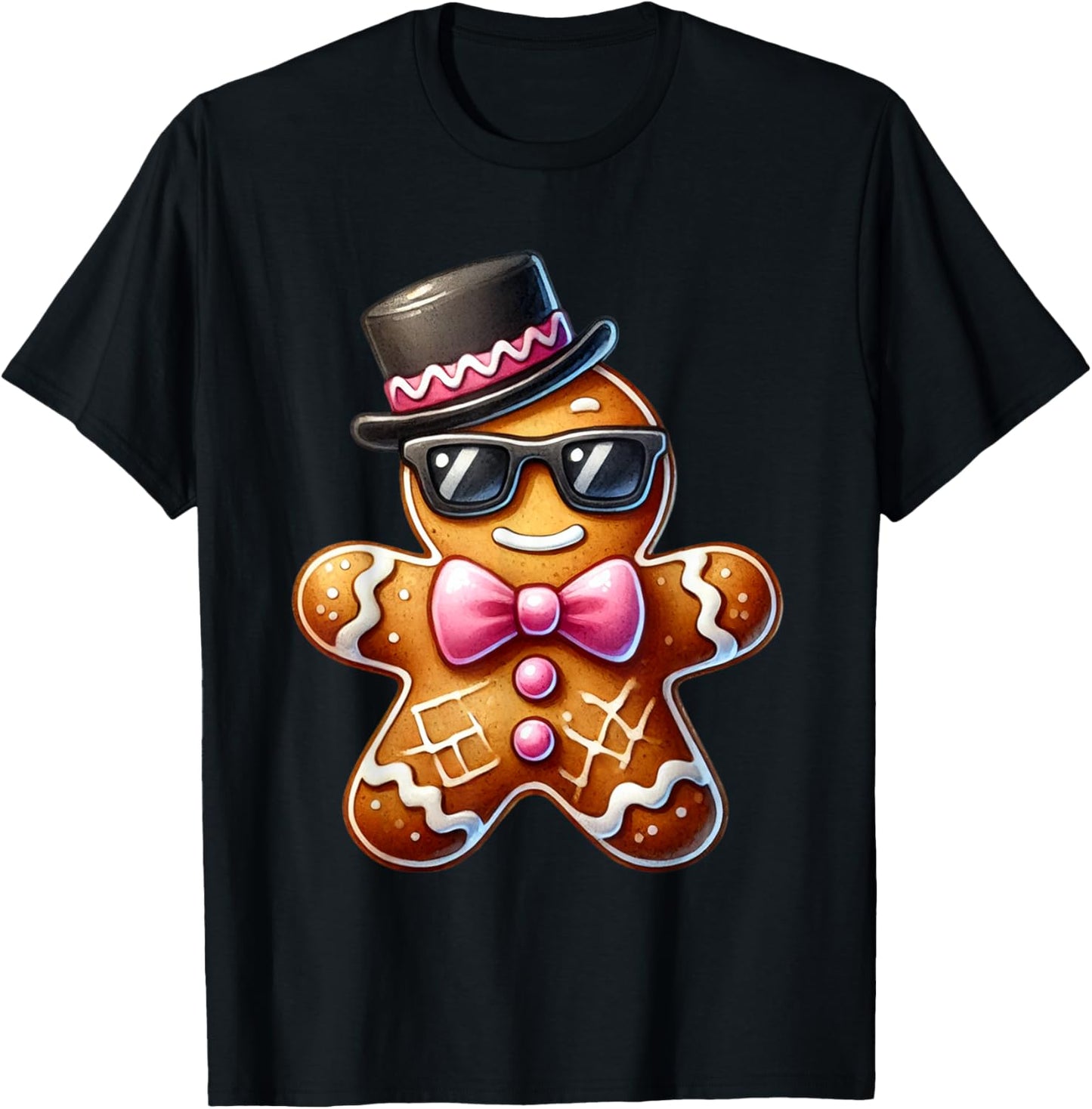 Gingerbread Man Cookie Christmas Pink Coquette Xmas Boy Kids T-Shirt - T-Shirt | Black