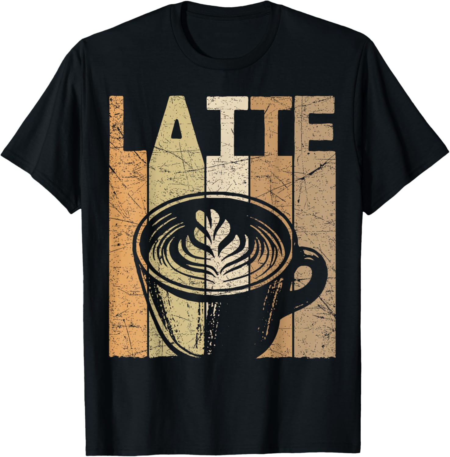 Latte Vintage Latte Coffee Retro Espresso Latte Lover T-Shirt - T-Shirt | Black